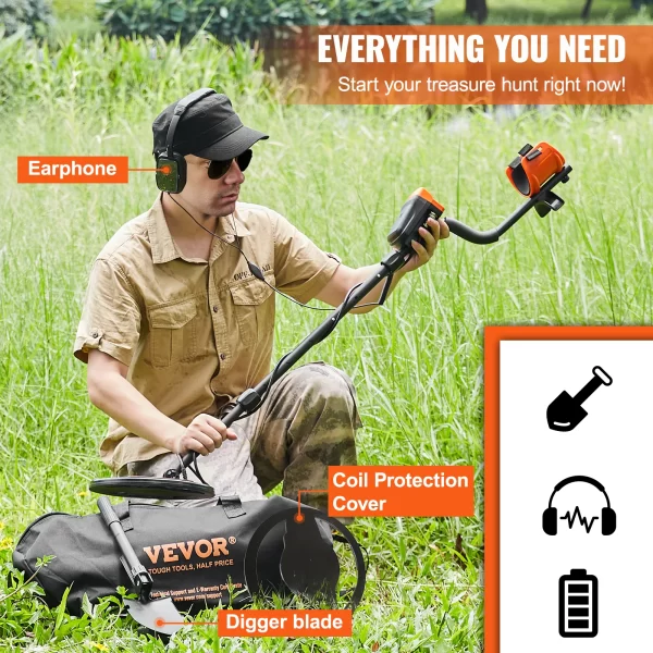 VEVOR Metal Detector for Adults & Kids 10Inch Waterproof - Image 6