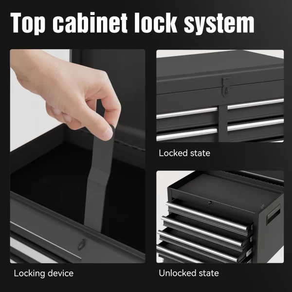 Tool Chest, 5-Drawer Rolling Tool Storage Cabinet with Detachable Top Tool Box - Image 3