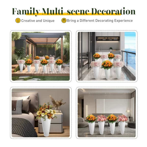 3 Layers Flower Display Stand Movable Modern Metal Plant Shelf with 12Pcs Flower Buckets - Image 28