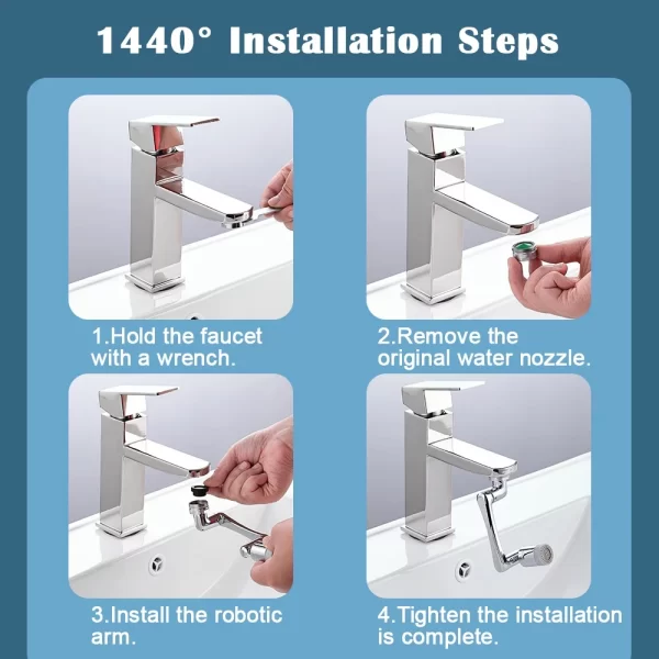 1080° Universal Rotation Faucet Extender Kitchen Robot Arm Extension - Image 4