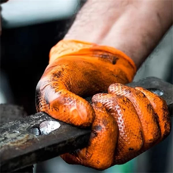 Heavy Duty Orange Nitrile Gloves 8Mil Industrial Disposable Gloves - Image 13