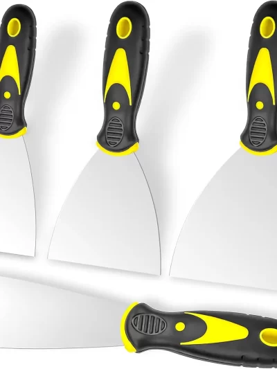 Putty Knife, 4Pcs Spackle Knife Set (2, 3, 4, 5 in), Stainless Steel Paint Scraper, Taping Knife