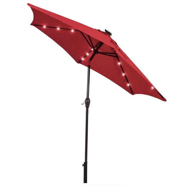 9ft Patio Umbrella with Solar LED Lights, Crank & Tilt - Image 4