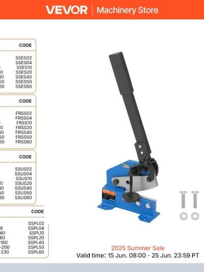 SucceBuy Manual Hand Plate Shear 5"/8"/12"/32" for Metal Sheet Processing Benchtop Cutter