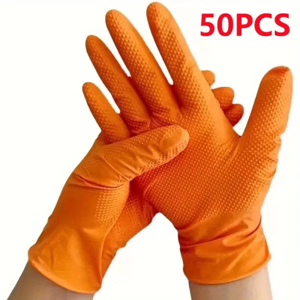 Heavy Duty Orange Nitrile Gloves 8Mil Industrial Disposable Gloves - Image 9