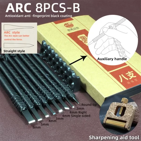 3/8/10 Pcs Tungsten Steel Stone Engraving Kit Professional Chisel Wood - Image 10