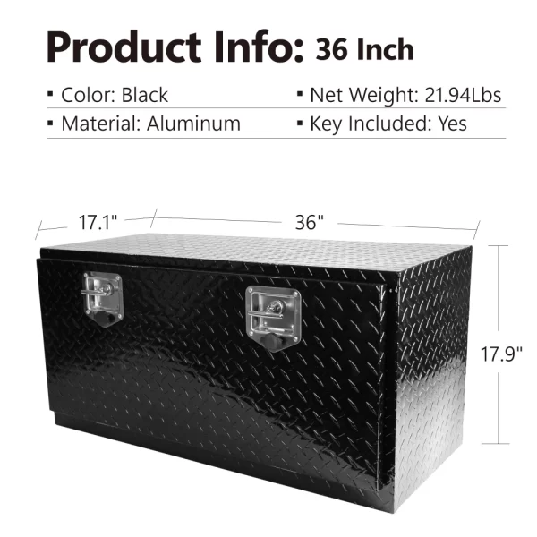 36 inch,24 inch,30 inch,18 inch, Heavy Duty Black Aluminum Tread Tool Box - Image 13