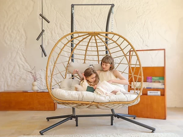 Double Egg Swing Chair with Stand, 2 Person - Image 10