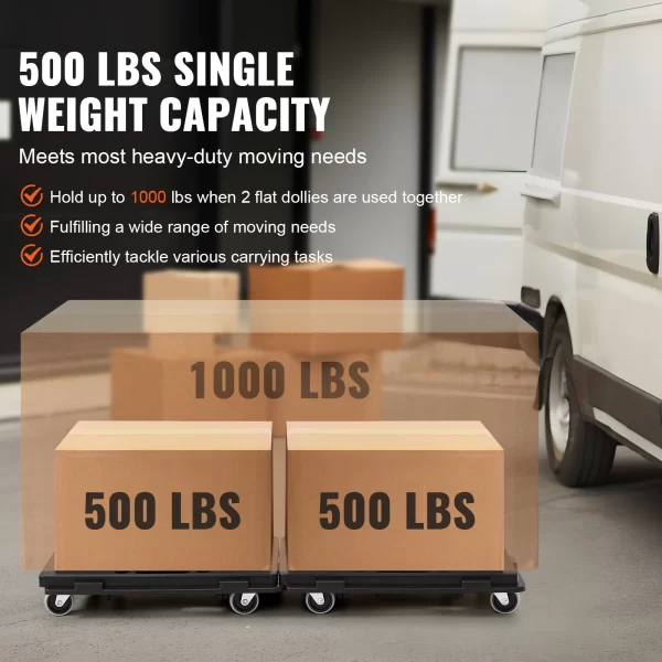 VEVOR 2 Pack Furniture Mover Pallet Trolley 500 lbs Each Count with 4 Wheels - Image 6