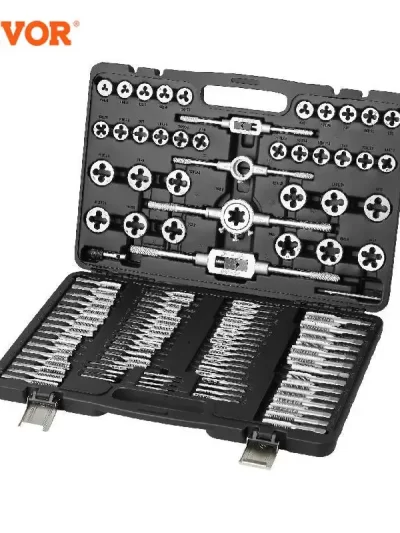 VEVOR Tap and Die Set 40PCs 60PCs 80PCs 110/116PCs Metric or SAE Standard Bearing Steel Taps and Dies Essential Threading Tool
