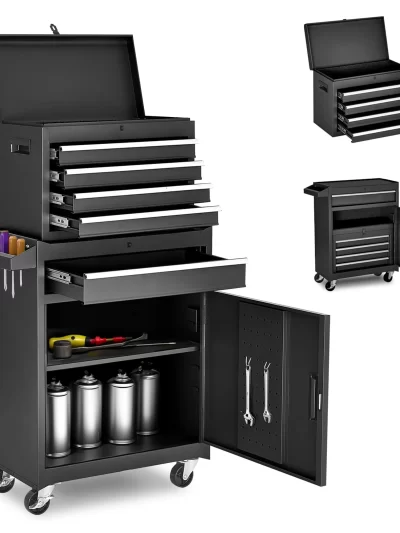 Tool Chest, 5-Drawer Rolling Tool Storage Cabinet with Detachable Top Tool Box