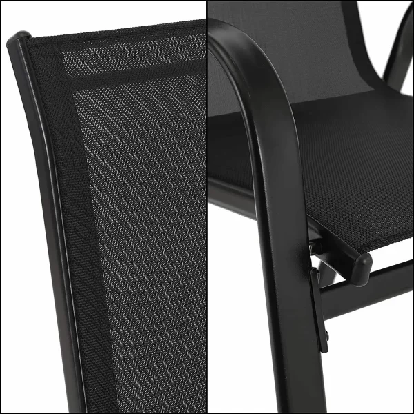 4PCS Garden Chairs Steel-iron+Teslin Fabric Folding High Back Balcony Chair - Image 7