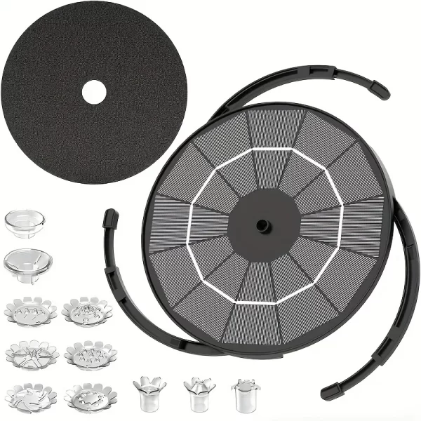 Solar Bird Bath Fountain Pump, Multiple Nozzles,Plastic Outdoor Water Feature - Image 4