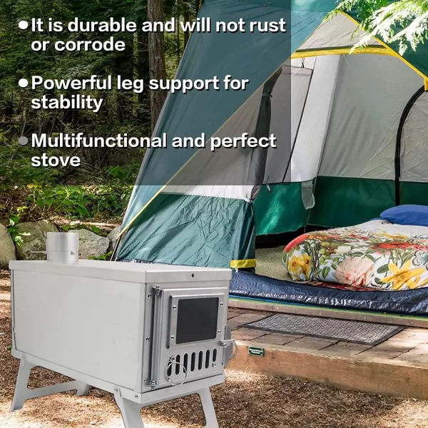 Portable Camping Tent Stove Ultralight Stainless Steel Foldable Wood Burner Stove - Image 10