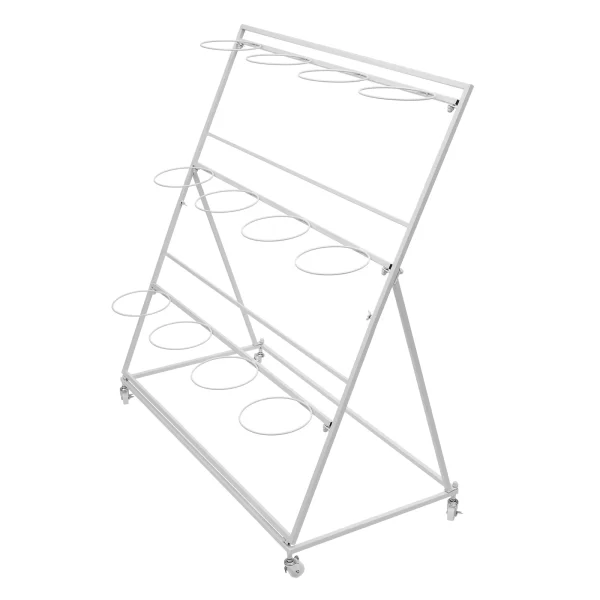 3 Layers Flower Display Stand Movable Modern Metal Plant Shelf with 12Pcs Flower Buckets - Image 9