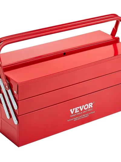 VEVOR 18in Metal Tool Box 3-Tier 5-Tray Portable Folding Tool Chest
