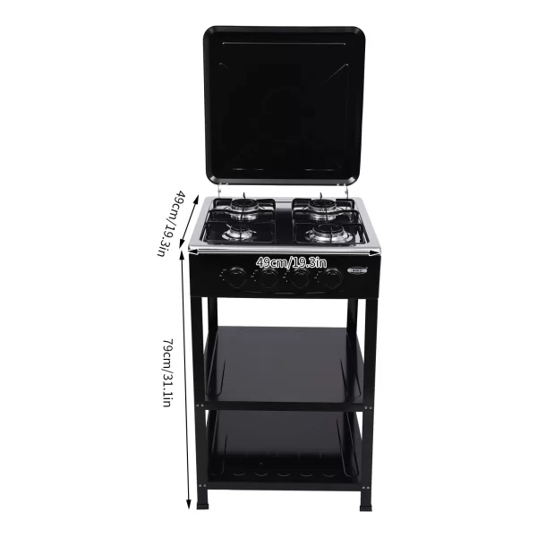 4 Burner Gas Stove Portable Outdoor Stove w/ Wind Blocking Cover , LPG Gas Stove - Image 12