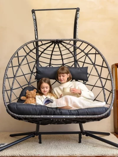 Double Egg Swing Chair with Stand, 2 Person