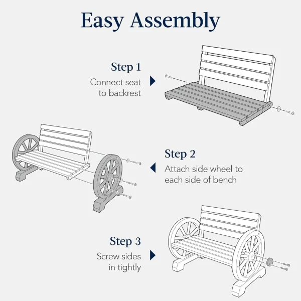 2-Person Wooden Wagon Wheel Bench for - Image 11