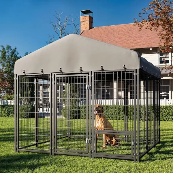Dog Kennel 10X10FT Outside Heavy-Duty Outdoor Dog Cage with Roof and Double Lock - Image 11