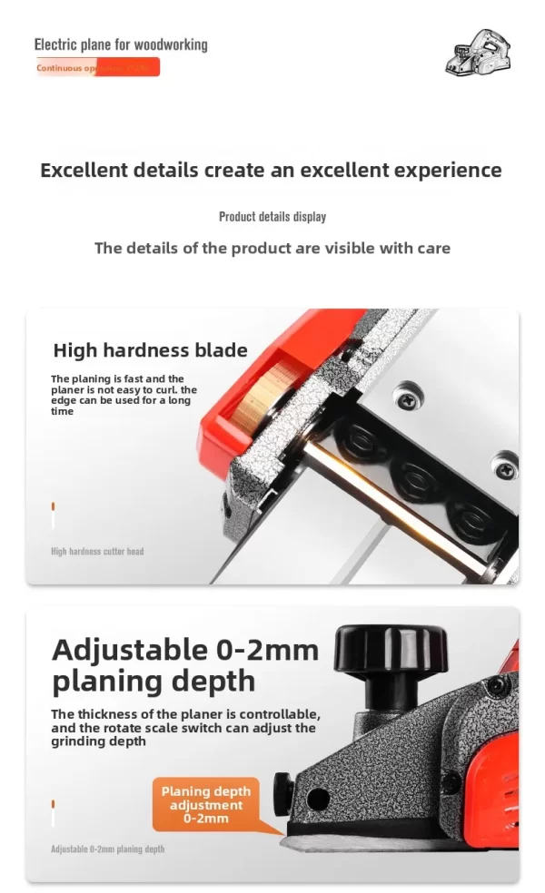 220V Multifunctional Woodworking Planer 1600W-2300W DIY Electric Planer - Image 36