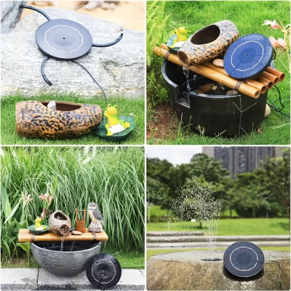 Solar Bird Bath Fountain Pump, Multiple Nozzles,Plastic Outdoor Water Feature - Image 2