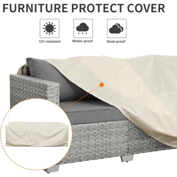 Outdoor Couch 3 Seater Wicker Patio Sofa Grey Rattan - Image 5