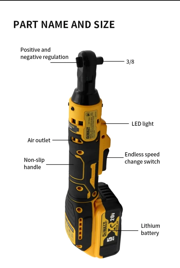Dewalt DCF512 1/2 Inch Ratchet Wrench 3/8In Power Wrench Impact Driver 20V - Image 16