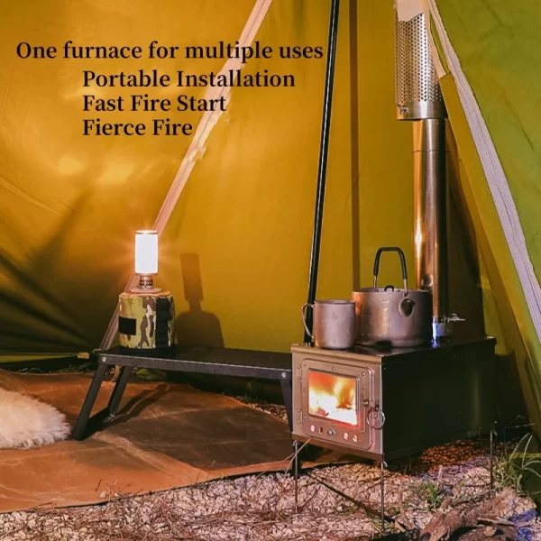 Foldable  Tent Stove Lightweight, Charcoal Fire Wood Burning Outdoor Camping - Image 4