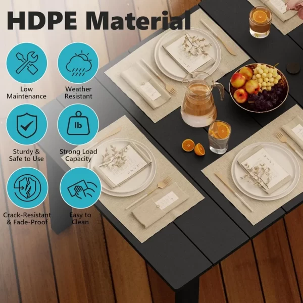 5-Piece HDPE Outdoor Dining Set with 2 Chairs and 2 Benches - Image 3