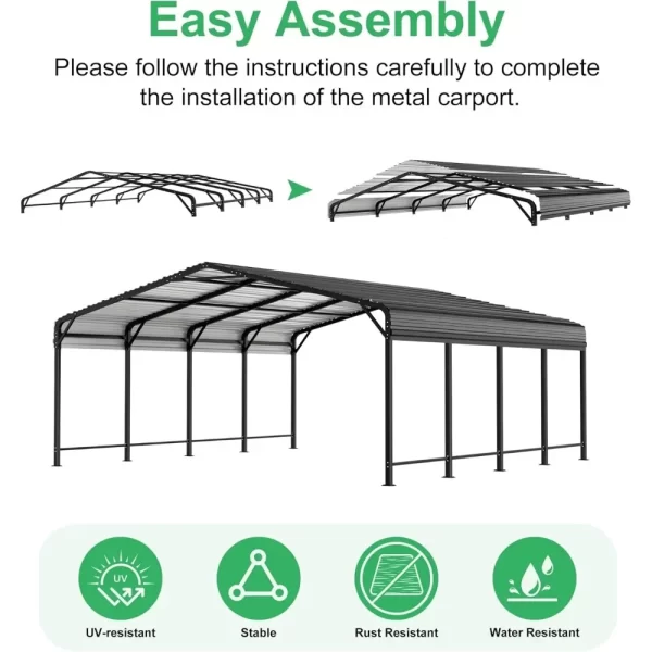 20x20 FT Metal Carport with Heavy Duty Carport Canopy - Image 14