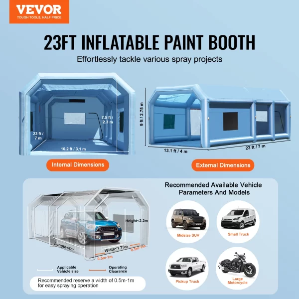 SucceBuy Inflatable Paint Booth Inflatable Spray Booth with Powerful Blowers and Air Filter System - Image 2