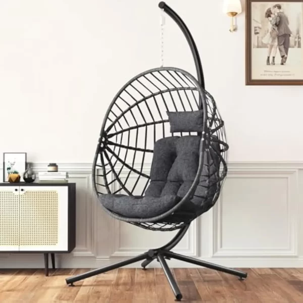 Outdoor Egg Chair with Stand, Hanging Egg Swing Chair