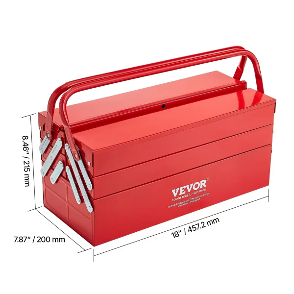 VEVOR 18in Metal Tool Box 3-Tier 5-Tray Portable Folding Tool Chest - Image 7