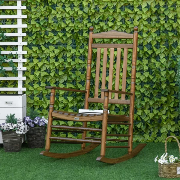 Wooden Rocking chair Traditional Porch Rocker for Outdoor Indoor - Image 8