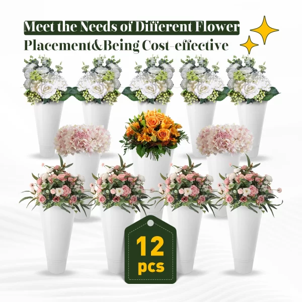 3 Layers Flower Display Stand Movable Modern Metal Plant Shelf with 12Pcs Flower Buckets - Image 27