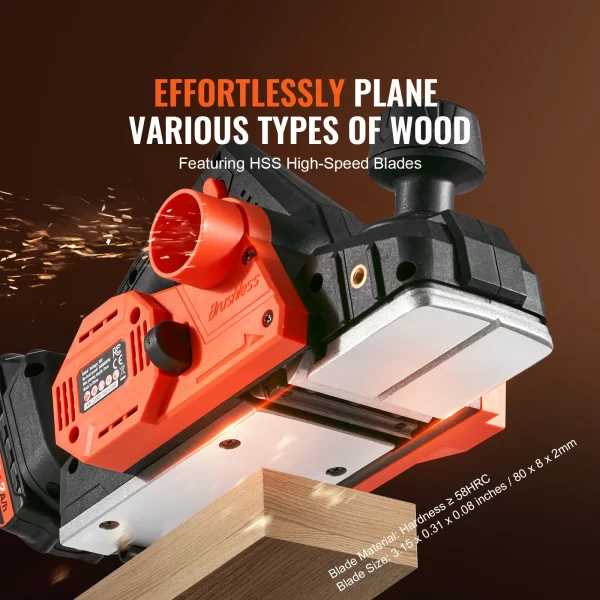 VEVOR Cordless Electric Hand Planer 3-1/4" Width 16500 RPM - Image 4