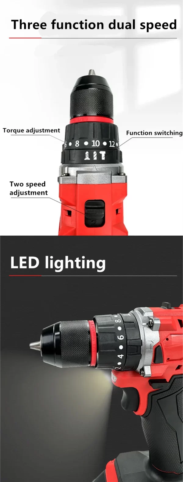 For Milwaukee 18V/20V Battery Cordless Impact Drill Brushless Electric Drill 20+3 Torque Hammer - Image 9