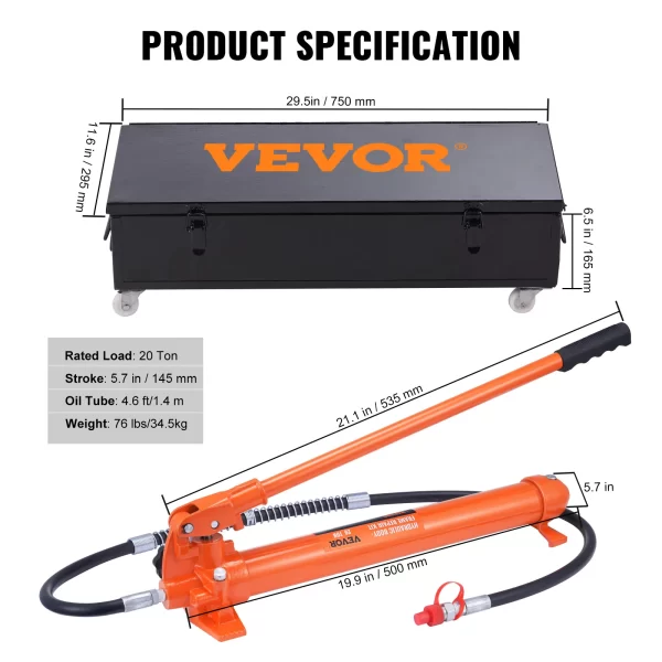 VEVOR 4/10/12/20 Ton Power Hydraulic Cylinder Jack - Image 9