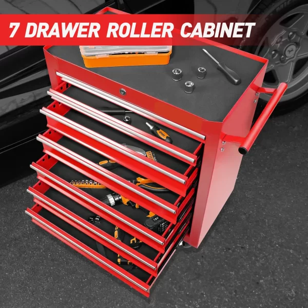 Rolling Tool Chest with 7-Drawer Tool Box with Wheels Multifunctional Tool Cart - Image 3