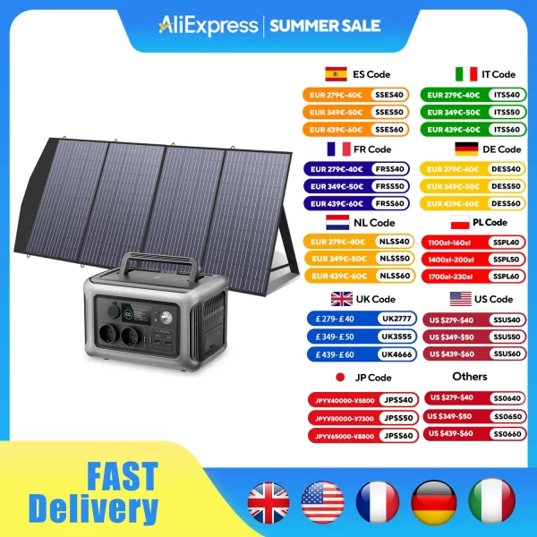ALLPOWERS R600 Solar Generator with SolarPanel (Optional), 600W 299Wh LiFePO4 Portable Power Station