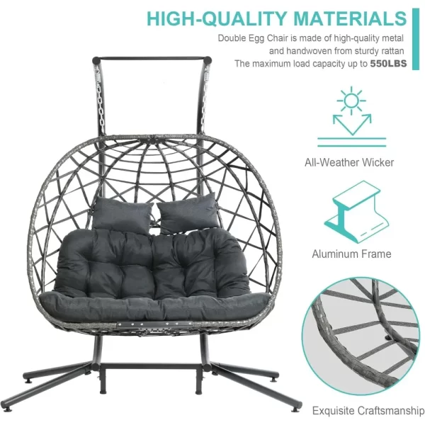 Double Egg Swing Chair with Stand, 2 Person - Image 5