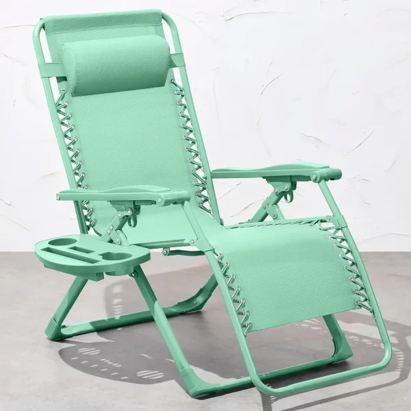 Monochromatic Folding Patio Recliner w/Side Tray - Image 7