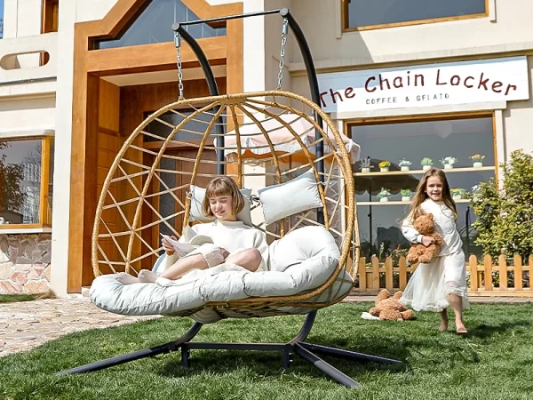 Double Egg Swing Chair with Stand, 2 Person - Image 11