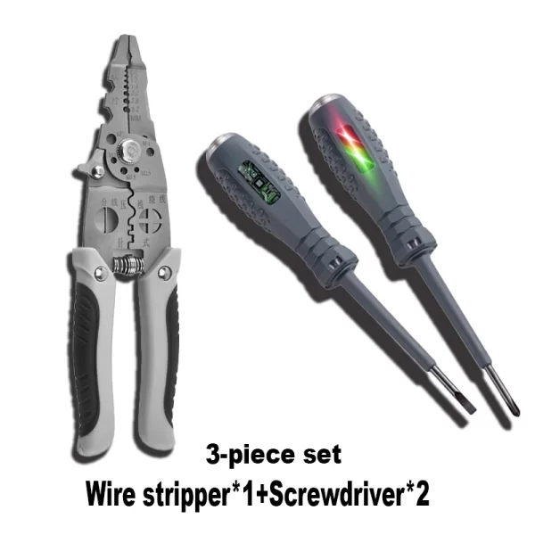 3pcs Professional Electricians Hand Tools Cable Stripping Pliers Multifunction Electrician Screwdriver - Image 7