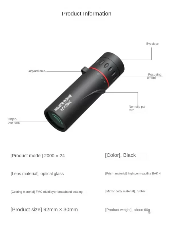 2000x24 HD Monocular Telescope Mini Portable Mobile Phone Telescope with Holder - Image 15