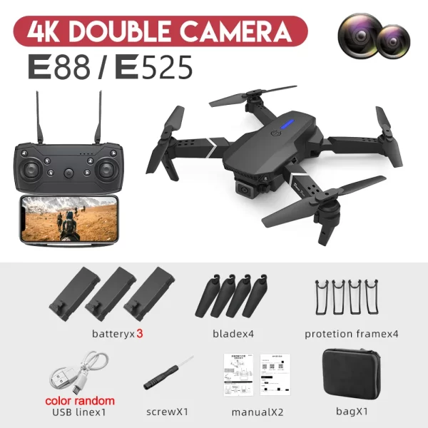 2024 E88Pro RC Drone 4K Professinal With 3 Battery 1080P Wide Angle HD Camera - Image 7