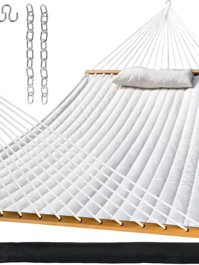 Outdoor Quilted Fabric Hammock with Spreader Bars