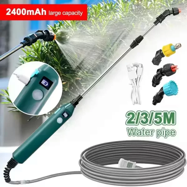 2400mAh Portable Electric Sprayer Wand Irrigation Tool 3 Mist Nozzles