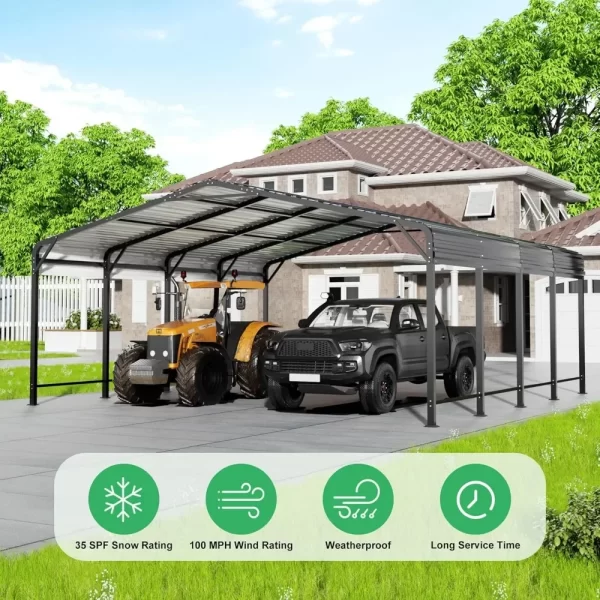 20x20 FT Metal Carport with Heavy Duty Carport Canopy - Image 12